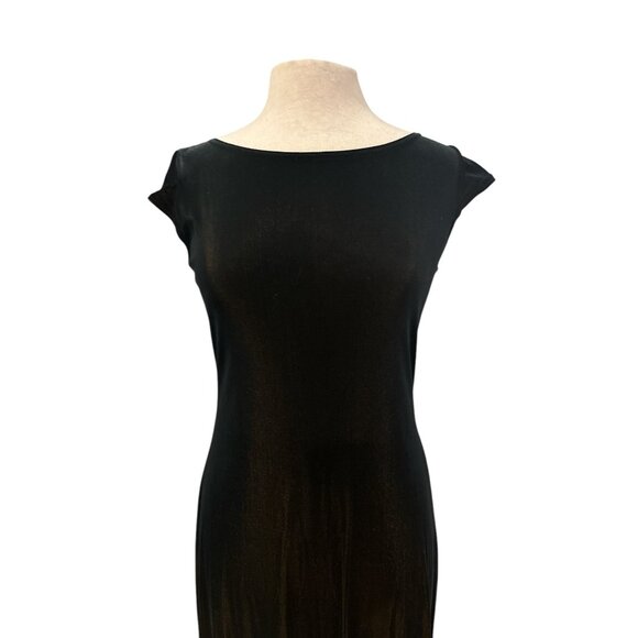 Vintage whimsigoth Black & Gold Ombre Velvet Cap Sleeve Midi Dress - Picture 3 of 11